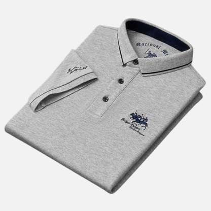 Men's Embroidered Long Sleeve Polo Shirt