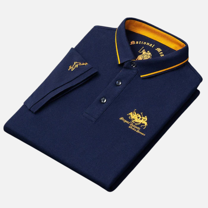Men's Embroidered Long Sleeve Polo Shirt