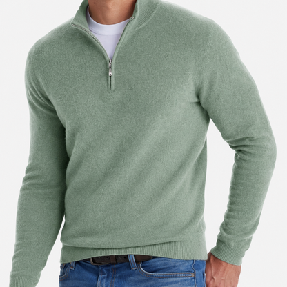 Men’s Half-Zip Sweater – Classic Knit Half-Zipper