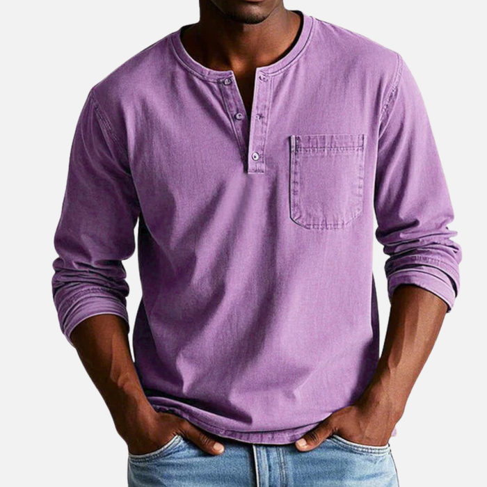 Men's Henley Long-Sleeve Linen Shirt