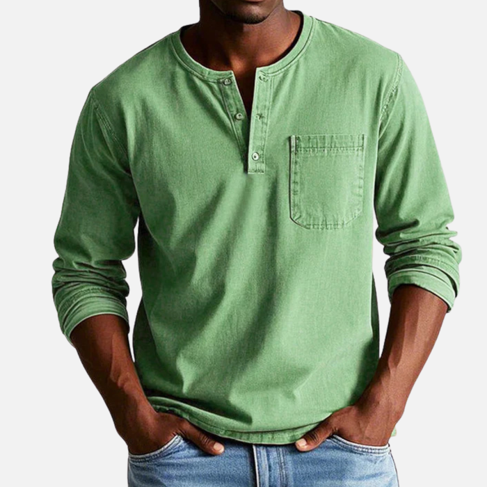 Men's Henley Long-Sleeve Linen Shirt