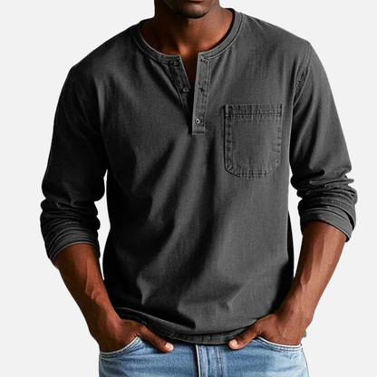 Men's Henley Long-Sleeve Linen Shirt