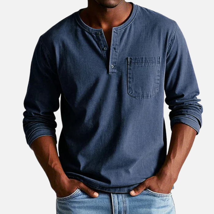 Men's Henley Long-Sleeve Linen Shirt