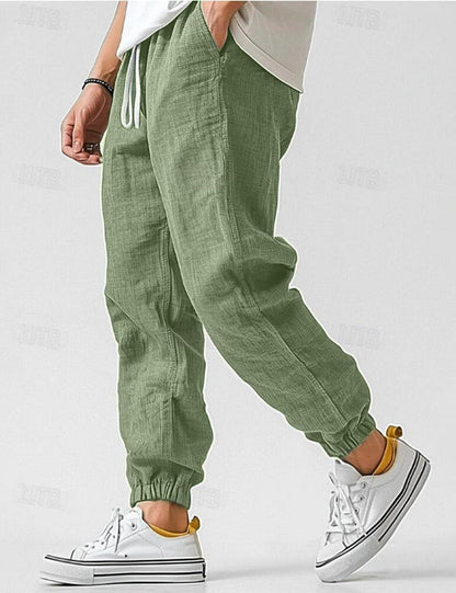 Linen Relaxed Fit Jogger Trousers for Men 2