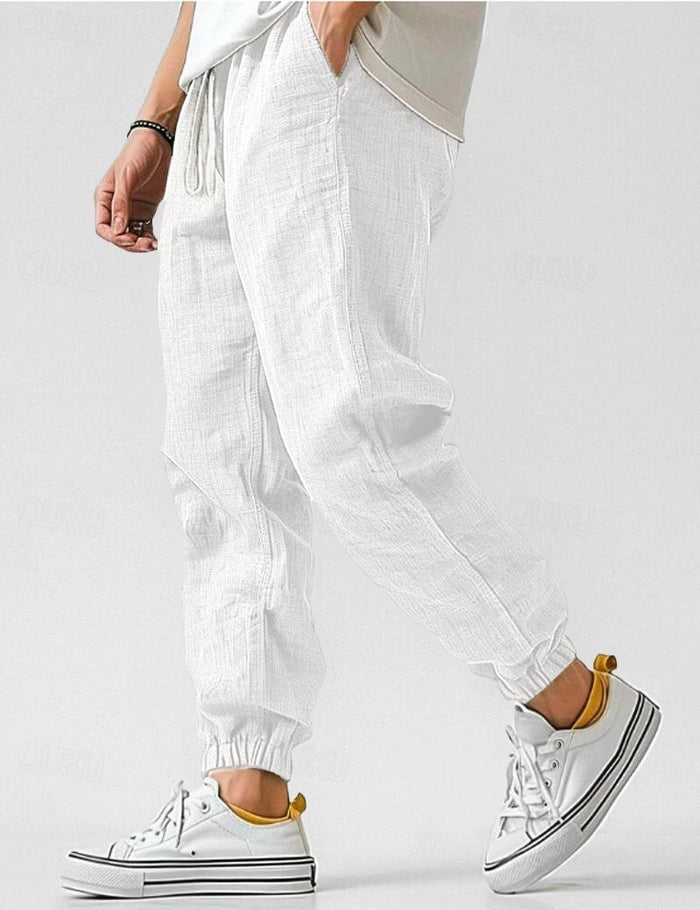Linen Relaxed Fit Jogger Trousers for Men 3