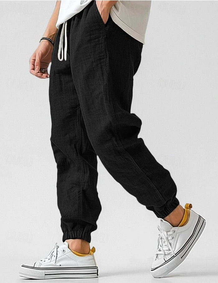 Linen Relaxed Fit Jogger Trousers for Men 5