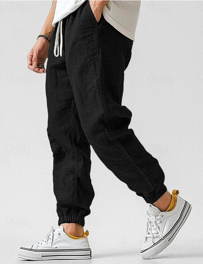 Linen Relaxed Fit Jogger Trousers for Men 5