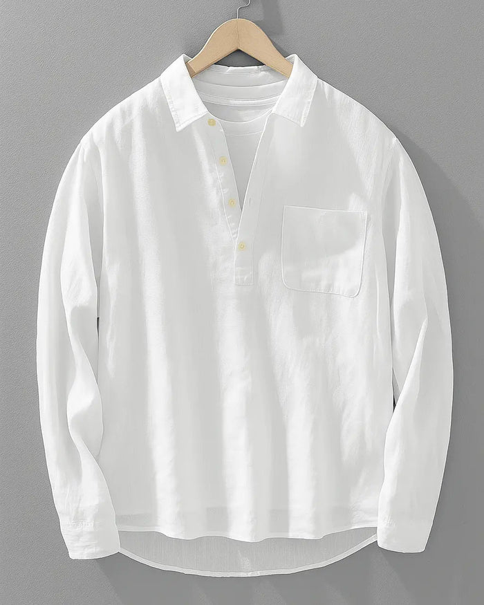 Cotton-Linen Popover Shirt for Men 1