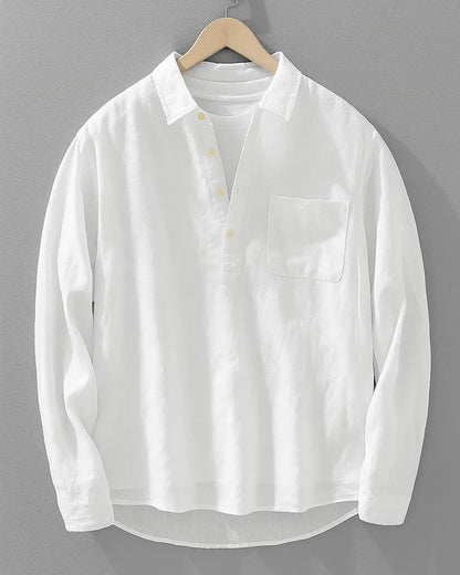 Cotton-Linen Popover Shirt for Men 1