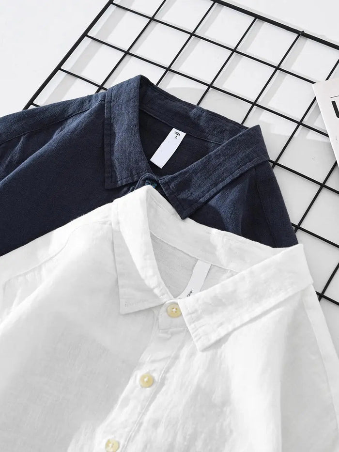 Cotton-Linen Popover Shirt for Men 4