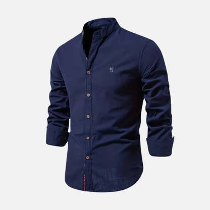 Men's Long Sleeve Mandarin Collar Shirt