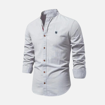 Men's Long Sleeve Mandarin Collar Shirt