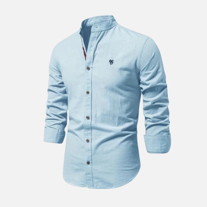 Men's Long Sleeve Mandarin Collar Shirt