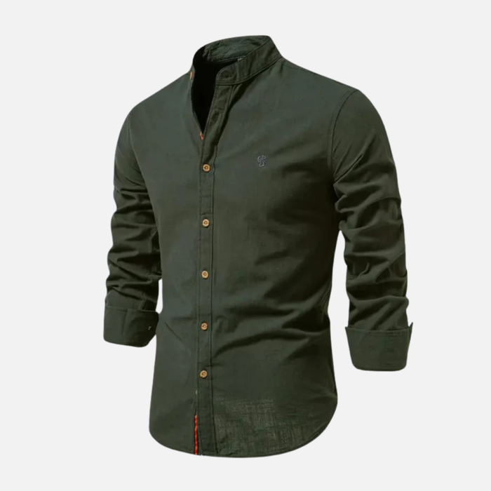 Men's Long Sleeve Mandarin Collar Shirt