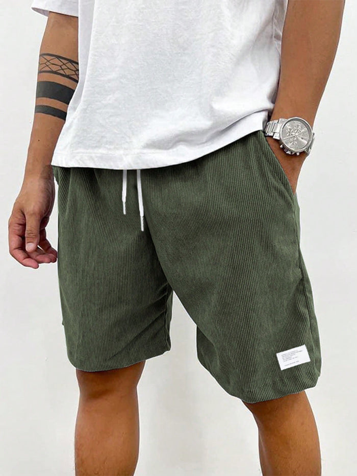 Ribbed Shorts with Drawstring for Men 0