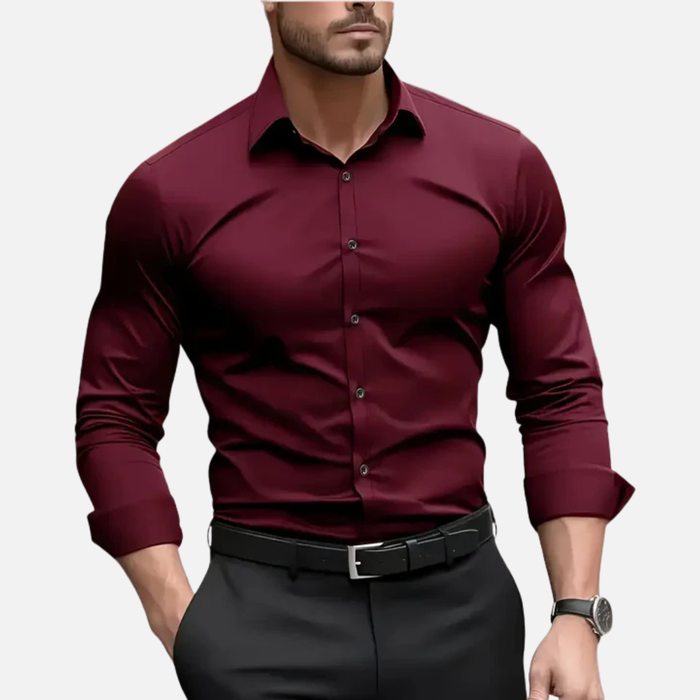 Men's Slim-Fit Long Sleeve Dress Shirt