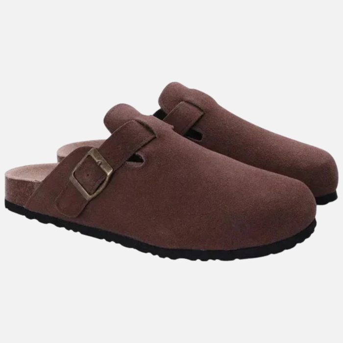 Men's Suede Orthopedic Comfort Clogs - Buckle Strap Mules