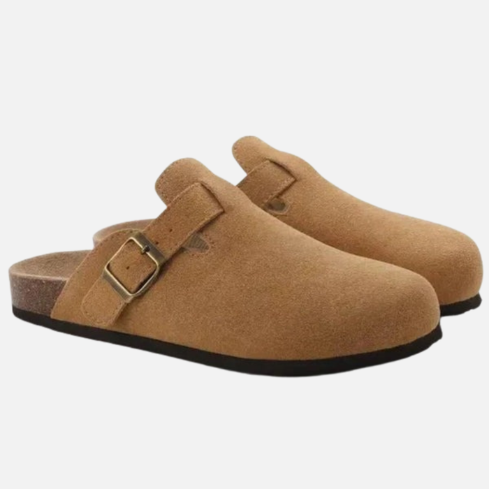 Men's Suede Orthopedic Comfort Clogs - Buckle Strap Mules