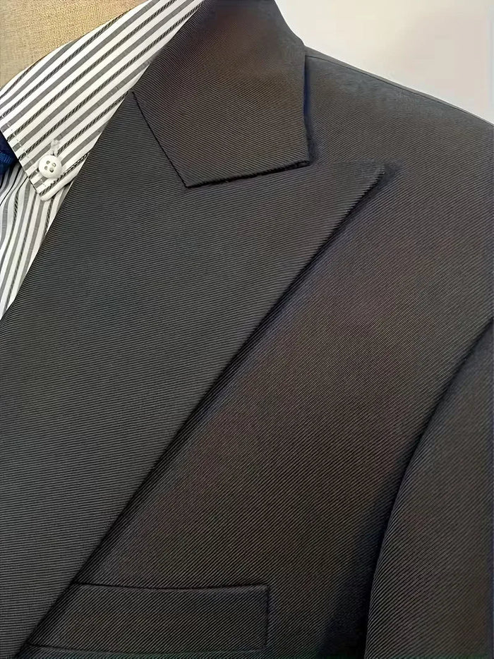 Slim Fit Double-Breasted Three-Piece Suit Set with Waistcoat for Men 3