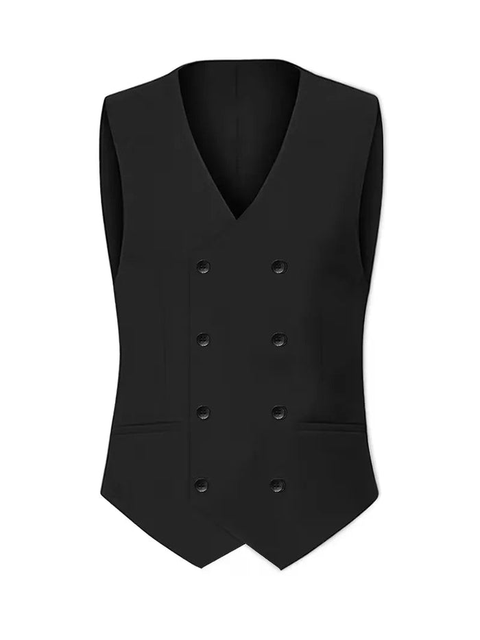 Slim Fit Double-Breasted Three-Piece Suit Set with Waistcoat for Men 4