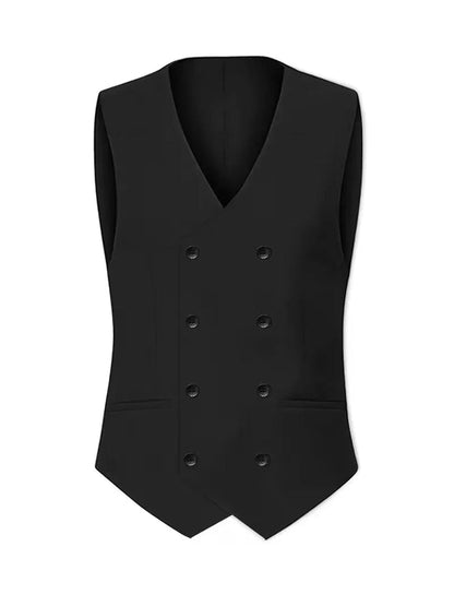 Slim Fit Double-Breasted Three-Piece Suit Set with Waistcoat for Men 4