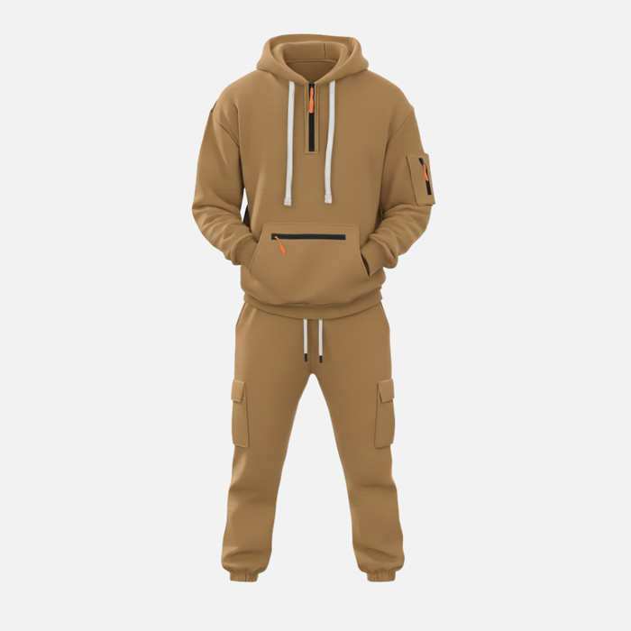Men’s Two-Piece Tracksuit Set Casual Hoodie & Cargo Joggers