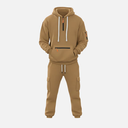 Men’s Two-Piece Tracksuit Set Casual Hoodie & Cargo Joggers
