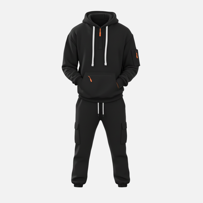 Men’s Two-Piece Tracksuit Set Casual Hoodie & Cargo Joggers
