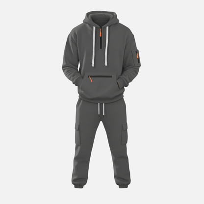 Men’s Two-Piece Tracksuit Set Casual Hoodie & Cargo Joggers