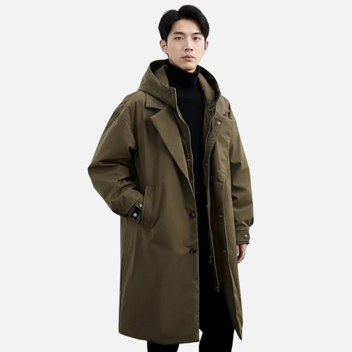 Men’s Waterproof Trench Coat – Classic Long Windbreaker