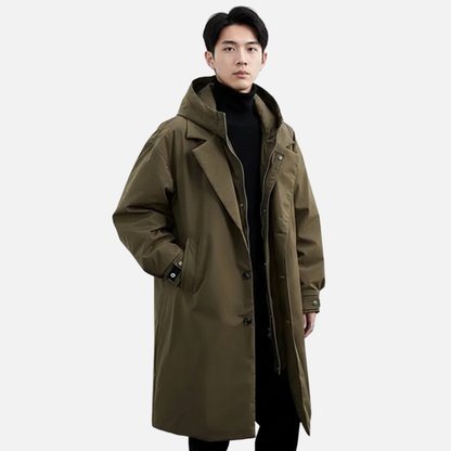 Men’s Waterproof Trench Coat – Classic Long Windbreaker