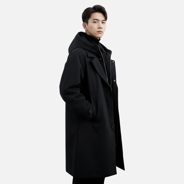 Men’s Waterproof Trench Coat – Classic Long Windbreaker