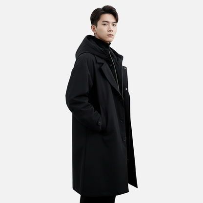 Men’s Waterproof Trench Coat – Classic Long Windbreaker