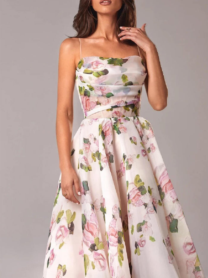 Morgan | Women's Floral Spaghetti Strap A-Line Midi Dress 1