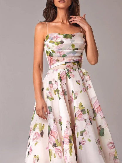 Morgan | Women's Floral Spaghetti Strap A-Line Midi Dress 1