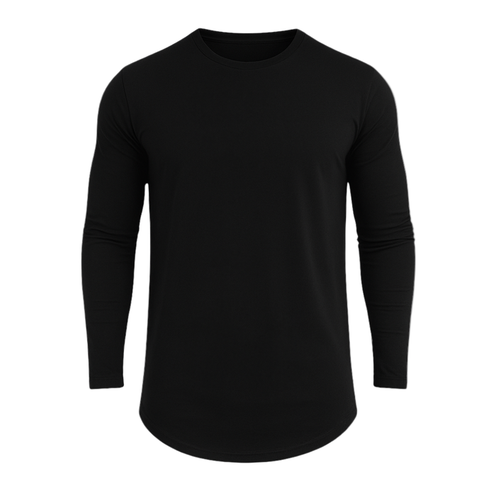 Black long-sleeve shirt on a white background