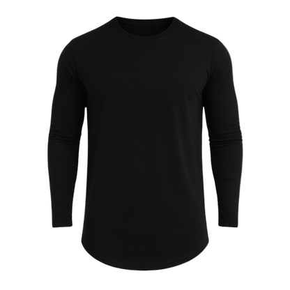 Black long-sleeve shirt on a white background