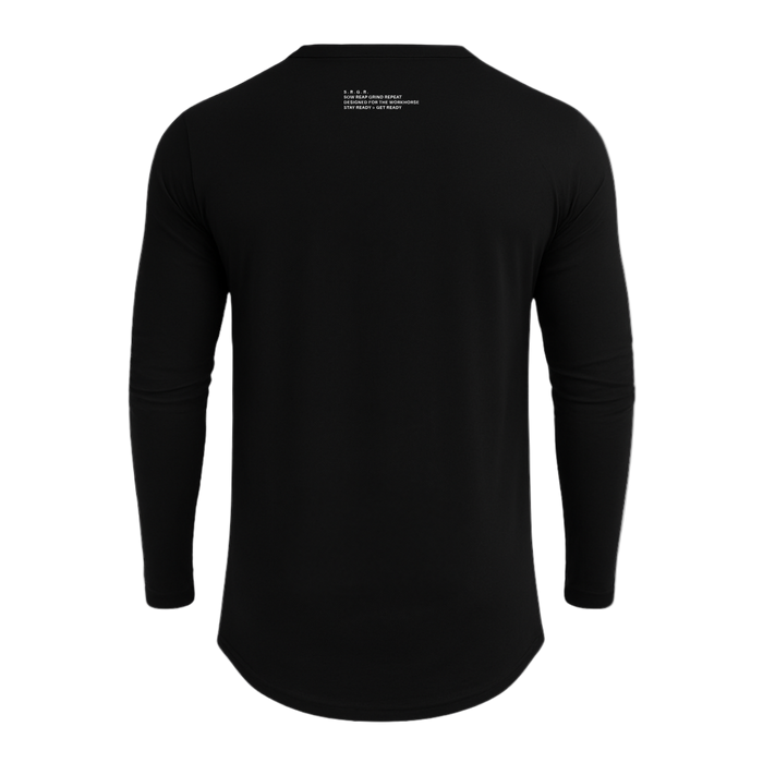 Black long-sleeve shirt on a white background