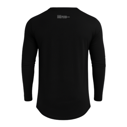 Black long-sleeve shirt on a white background