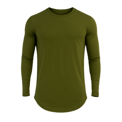 Green long-sleeve shirt on a white background