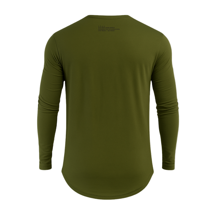 Green long-sleeve shirt on a white background