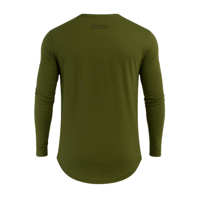 Green long-sleeve shirt on a white background