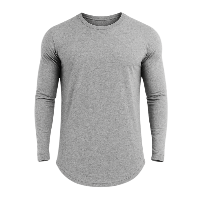 Gray long-sleeve shirt on a white background