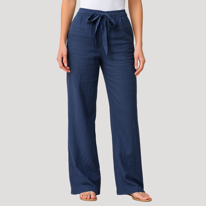 Women’s Breathable Linen Drawstring Trousers 0