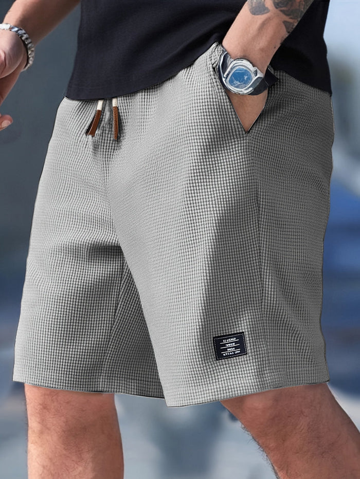 Men's Drawstring Waffle Knit Shorts with Side Pockets and Elastic Waistband 5