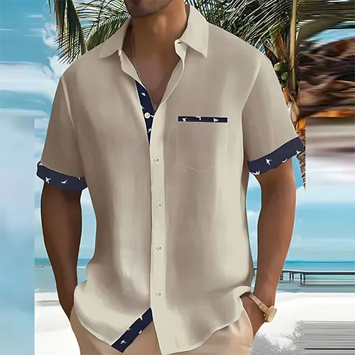 Men's Short Sleeve Summer Shirt with Breathable Fabric 0