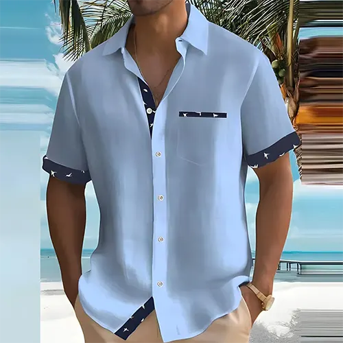 Men's Short Sleeve Summer Shirt with Breathable Fabric 3