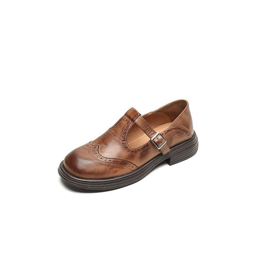 Renée | T-Strap Mary Jane Brogue Block Heel Shoes for Women 0