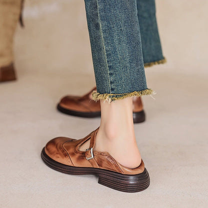 Renée | T-Strap Mary Jane Brogue Block Heel Shoes for Women 4
