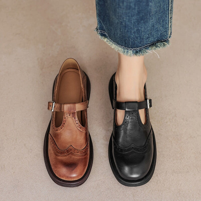 Renée | T-Strap Mary Jane Brogue Block Heel Shoes for Women 5